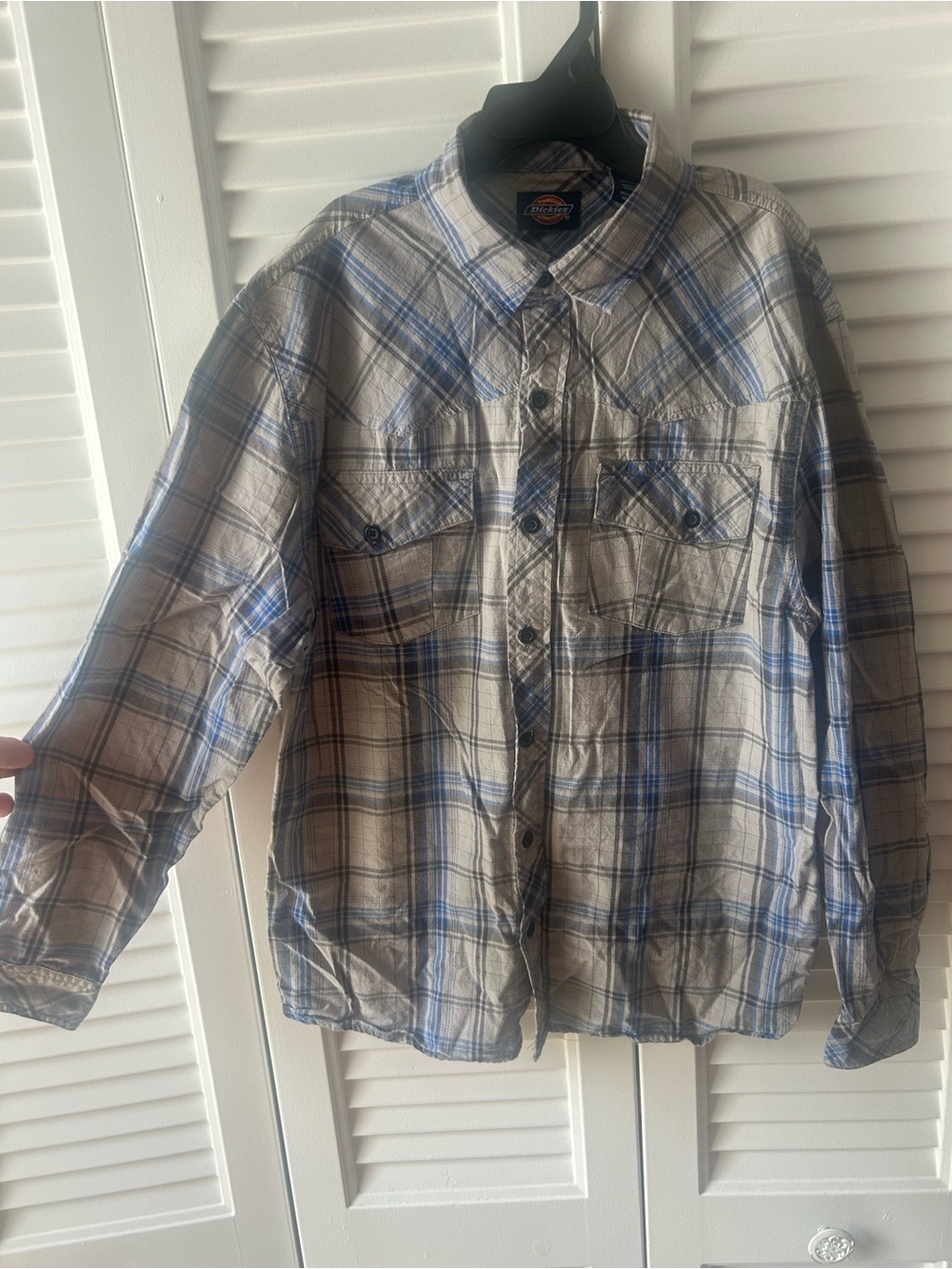 Dickies Men’s Blue & Gray Plaid Lightweight Shirt Jacket